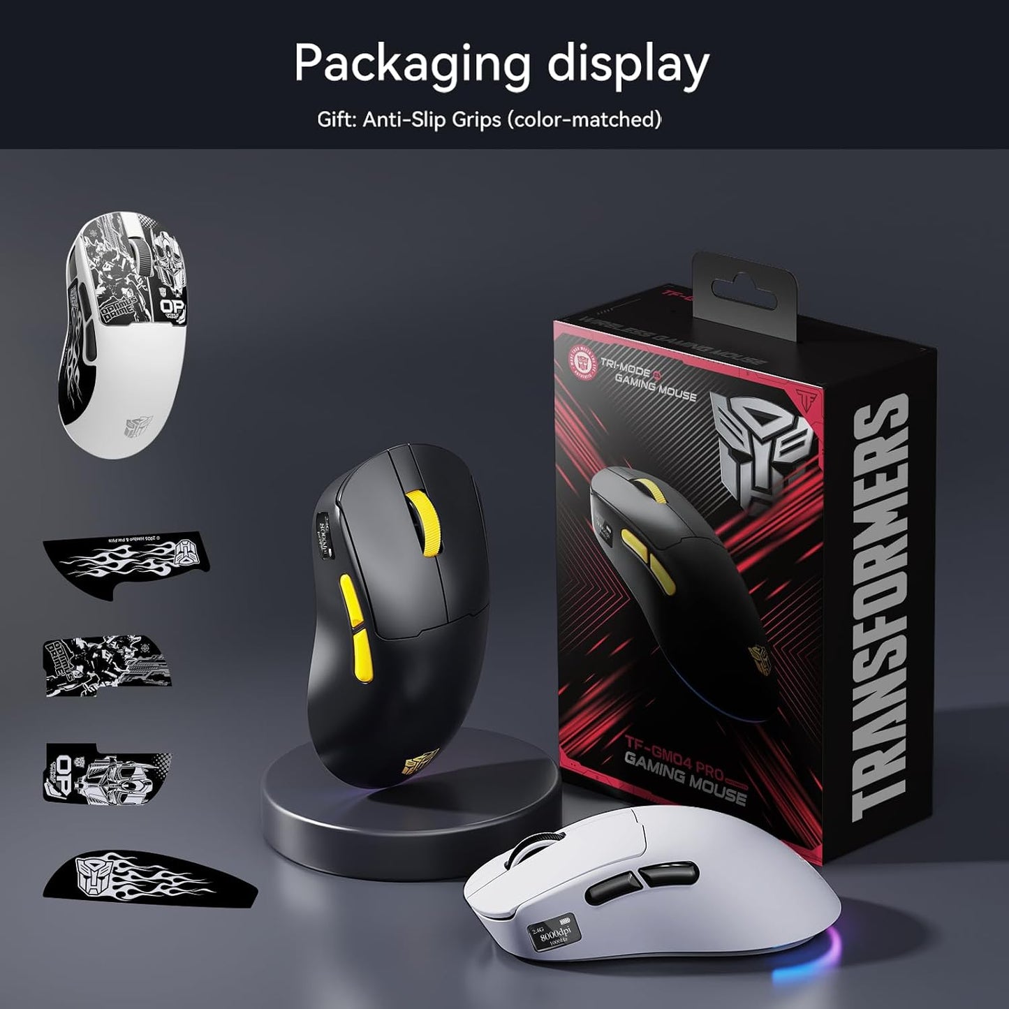 Gaming Mouse GM04 Pro, Wireless Gaming Mouse Tri-Mode Bluetooth/2.4G/Wired, 53G Ultra-Light, 24,000 DPI PAW3311 Sensor, RGB, 1000Hz, Rechargeable PC Gaming Mouse (White)