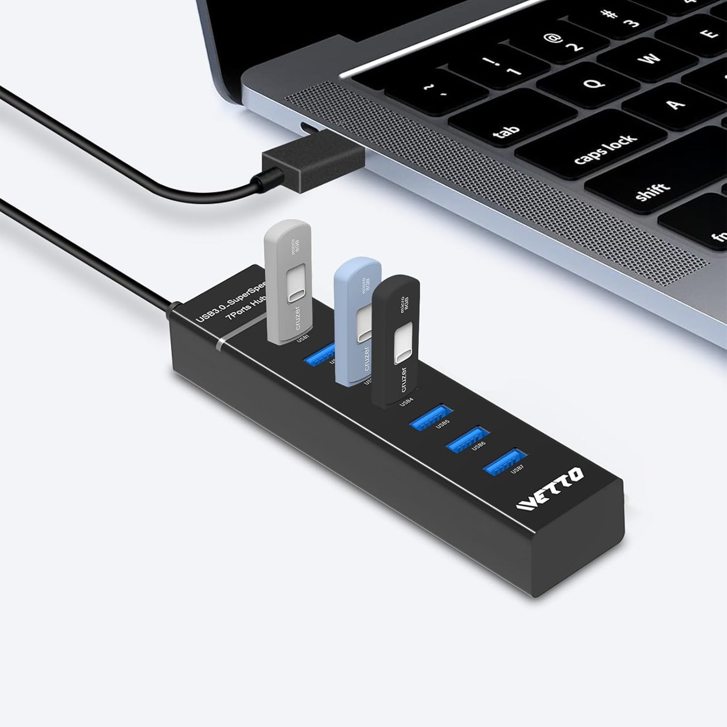 7-Port USB 3.0 Hub, Data USB Hub Splitter with 3.3Ft Long Cable for Laptop, PC, Macbook, Mac Pro, Mac Mini, Imac, Surface Pro and More