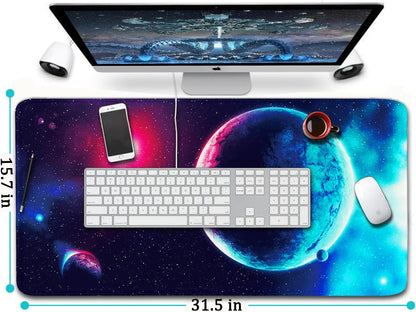 Gaming Mouse Pad, 31.5X15.7 Inch Large Extended Computer Keyboard Mouse Mat, Water Resist Non-Slip Mousepad Rubber Base Long XXL Gaming Mousepad for Work, Office & Home, Space