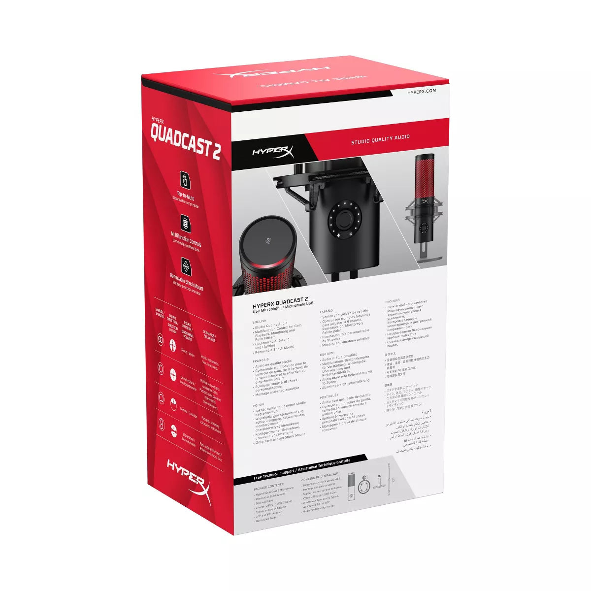 Hyperx Quadcast 2 - USB Condenser Gaming Microphone for PC: Compatible with PS5 & Macos