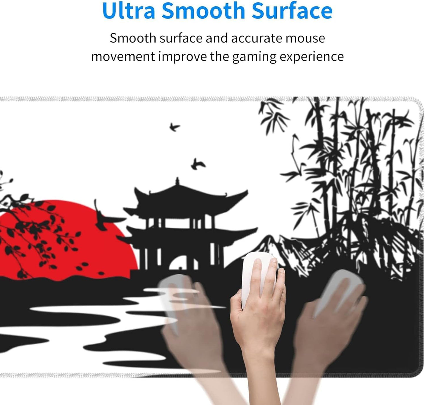 Black and Red Japanese Landscapes Gaming Mouse Pad Large XL Desk Mat Long Extended Pads Big Mousepad for Home Office Decor Accessories 31.5 X 11.8 Inch