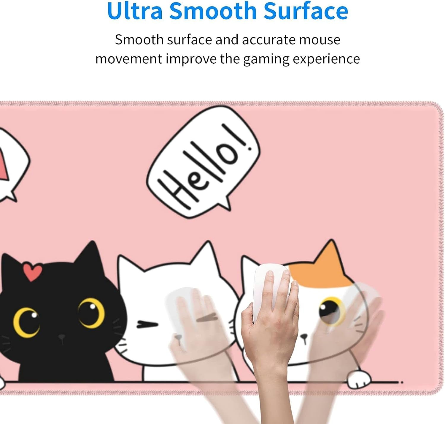 Pink Cute Kittens Cat Gaming Mouse Pad Large XL Girls Kawaii Desk Mat Long Extended Pads Big Mousepad for Home Office Decor Accessories