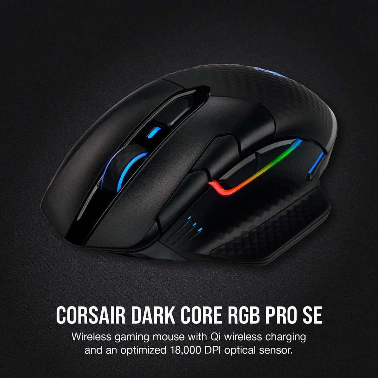 DARK CORE RGB PRO SE Wireless FPS/MOBA Gaming Mouse with SLIPSTREAM Technology, Black, Backlit RGB LED, 18000 DPI, Optical, Qi Wireless Charging Certified