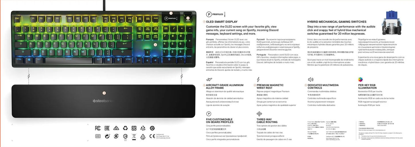 Apex 5 Mechanical Gaming Keyboard - Per-Key RGB Illumination , OLED Smart Display - Black