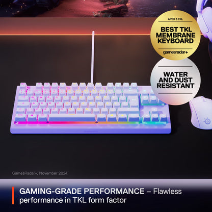 Apex 3 TKL Gaming Keyboard - Tenkeyless, RGB, Water & Dust Resistant - 8-Zone RGB Illumination — Whisper-Quiet Gaming Switch - Lavender