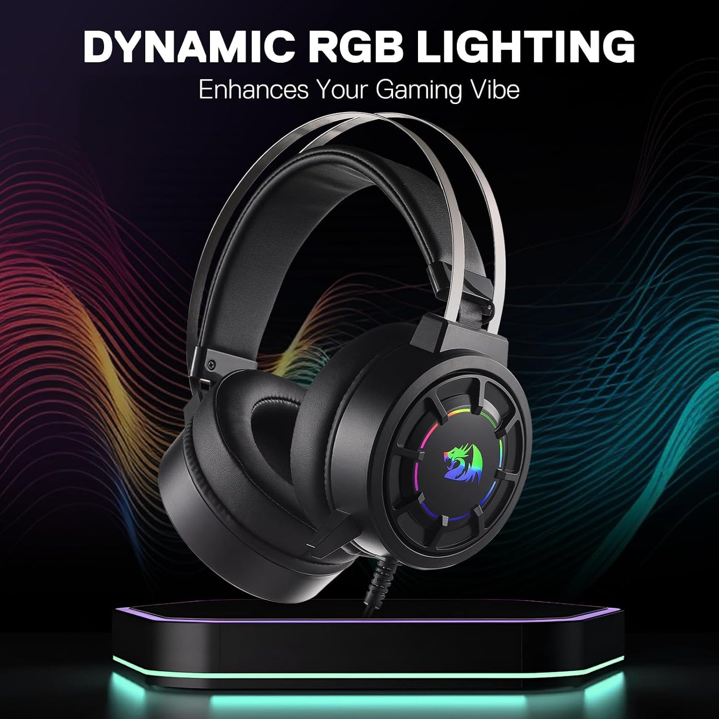 H314 RGB Gaming Headset - Wired Computer Headset with 40Mm Drivers, USB Connection, Lightweight Design, and Soft PU Leather Ear Cushions for Ultimate Comfort