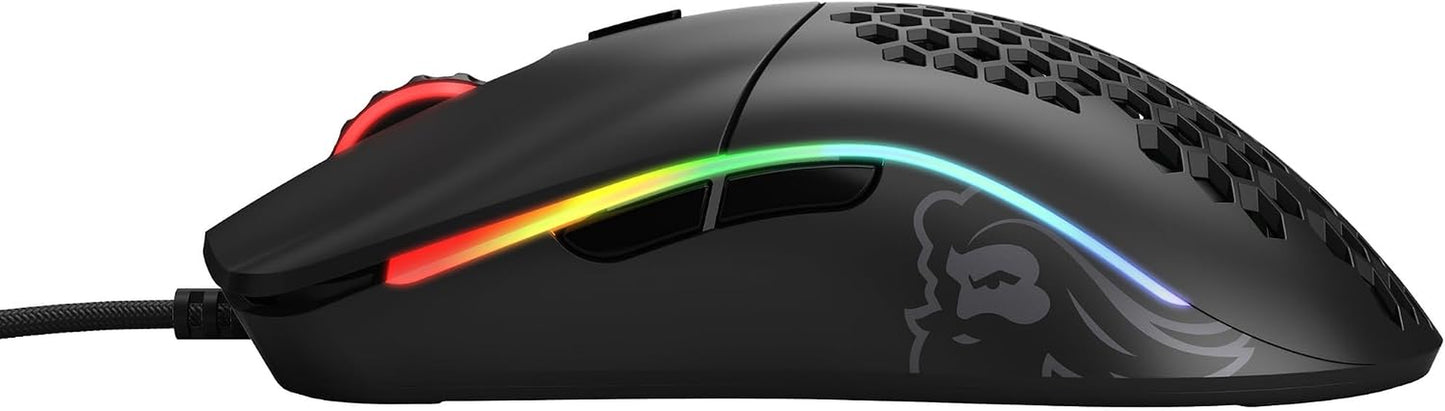 Model O- (Minus) Compact Wired Gaming Mouse - 58G Superlight Honeycomb Design, RGB, Pixart 3360 Sensor, Ambidextrous, Omron Switches - Matte Black