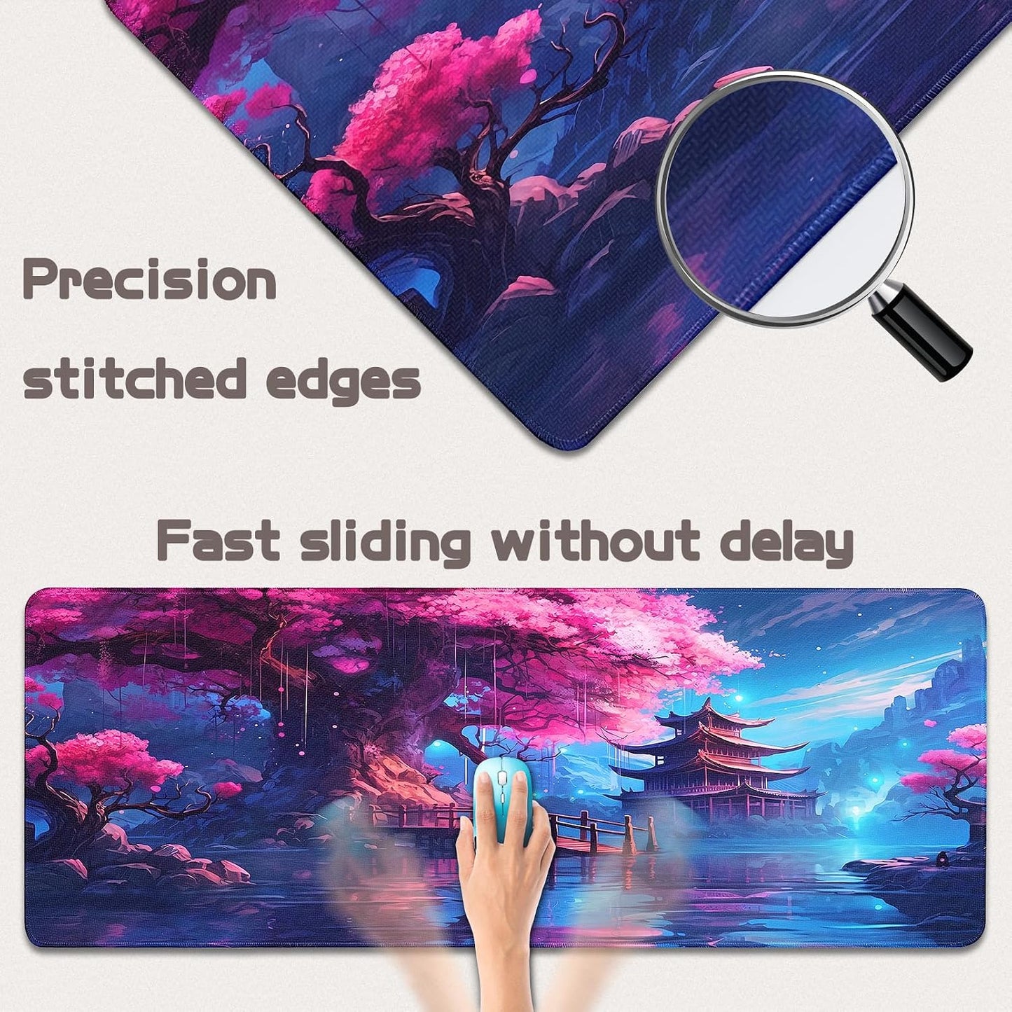 Mouse Pad Gaming - Desk Mat for Keyboard and Mouse - Large Mouse Pads for Desk, Gaming Mousepad with Non-Slip Base, Desks Pad (31.5" X 11.8") for Game, Office and Home