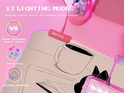 Pink RGB Gaming Mouse Pad 31.5X12 Inch PC XL Large Extended Glowing Led Light up Desk Pad Non-Slip Rubber Base Computer Cute Mousepad Mat Desk Accessories Gaming Setup 810