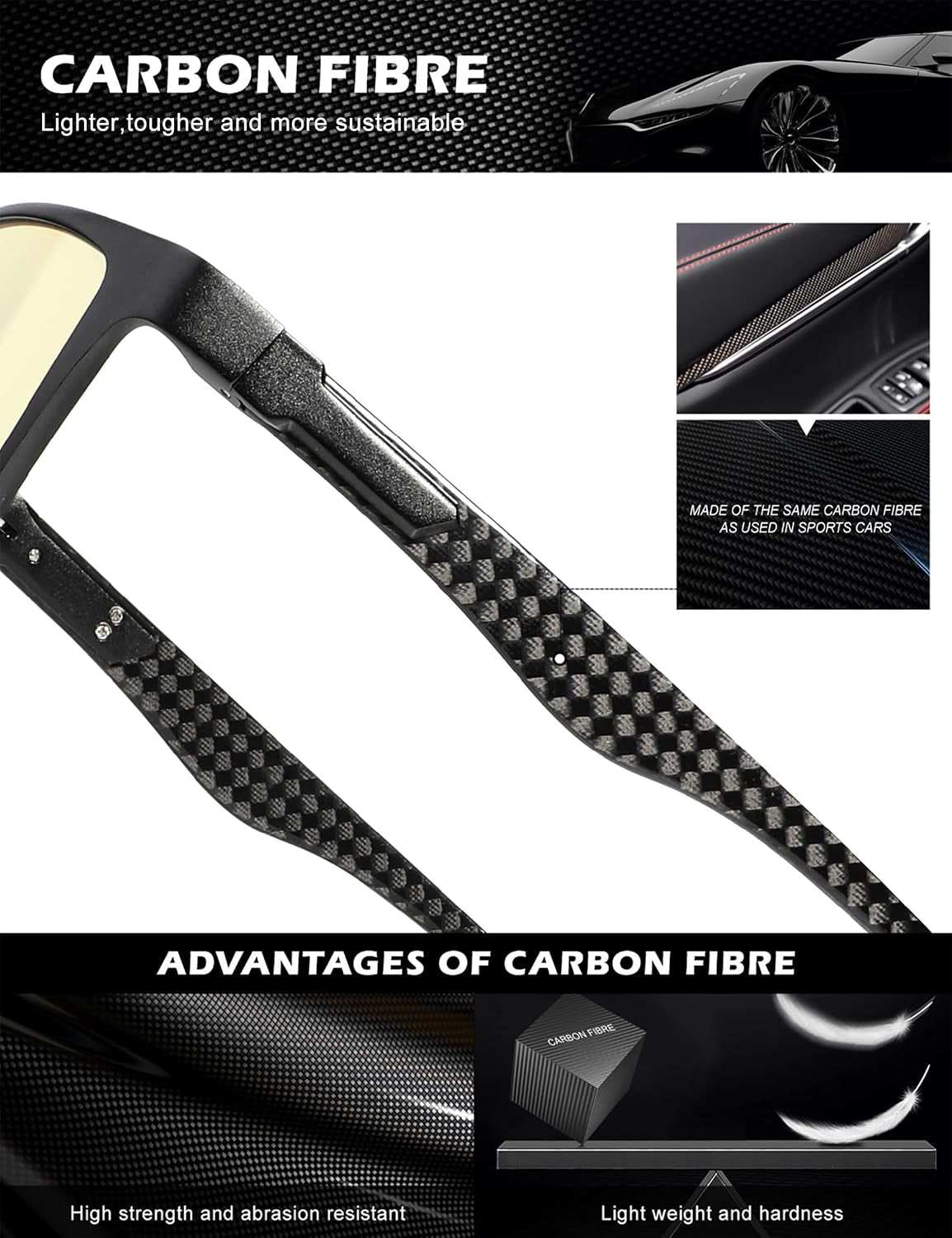 Blue Light Blocking Glasses Men, Black Al-Mg Metal Carbon Fiber