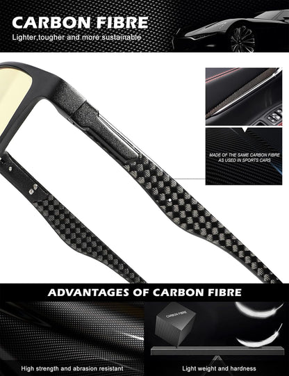 Blue Light Blocking Glasses Men, Black Al-Mg Metal Carbon Fiber