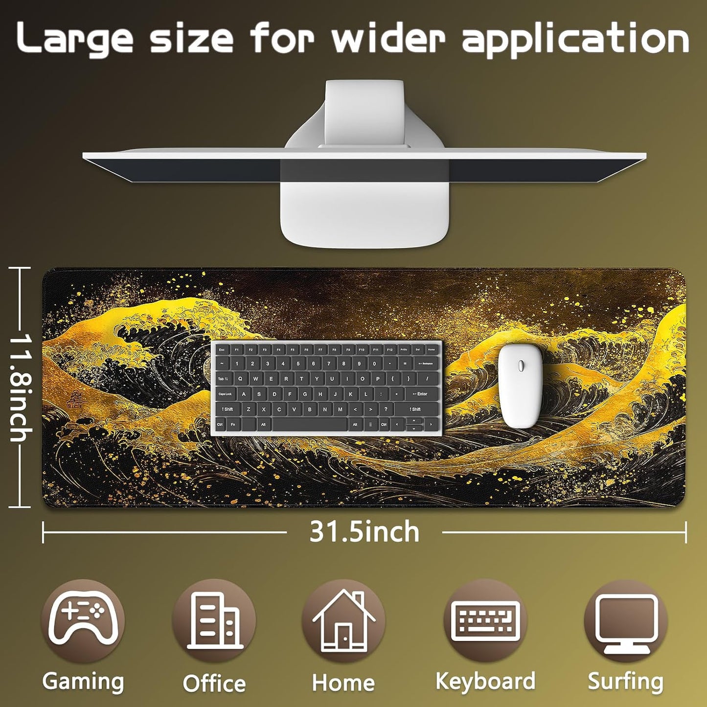 Mouse Pad Gaming - Desk Mat for Keyboard and Mouse - Large Mouse Pads for Desk, Gaming Mousepad with Non-Slip Base, Desks Pad (31.5" X 11.8") for Game, Office and Home