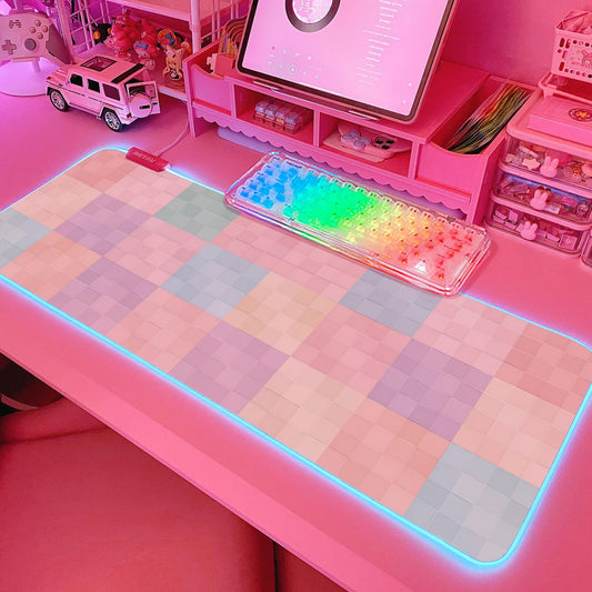 Pink RGB Gaming Mouse Pad 31.5X12 Inch PC XL Large Extended Glowing Led Light up Desk Pad Non-Slip Rubber Base Computer Cute Mousepad Mat Desk Accessories Gaming Setup 62