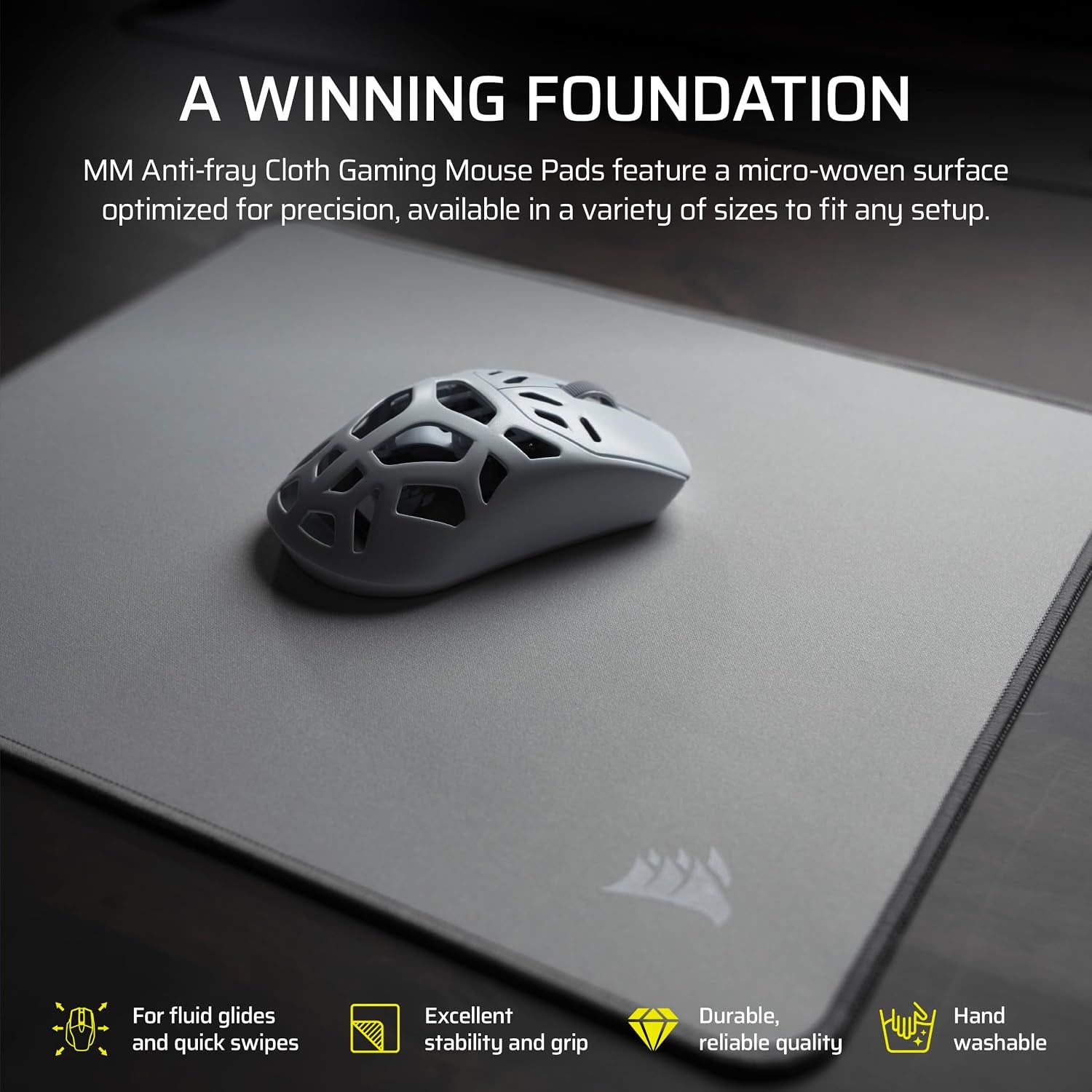 Corsair MM Anti-Fray Cloth Gaming Mouse Pad – Gray