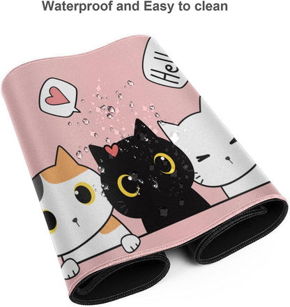 Pink Cute Kittens Cat Gaming Mouse Pad Large XL Girls Kawaii Desk Mat Long Extended Pads Big Mousepad for Home Office Decor Accessories