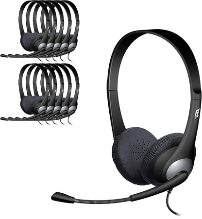 Stereo Headset, 3.5Mm Stereo & Y-Adapter for Separate Headphone & Mic Connection, K12 School Classroom and Education (AC-204) (4 Pack)