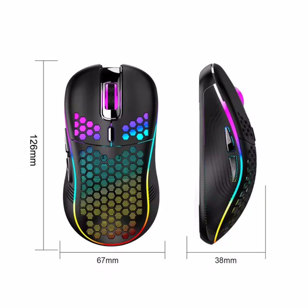 2.4G Wireless Gaming Mouse RGB Lighting Charging Mouse with Adjustable DPI Ergonomic Honeycomb Design for Desktop Laptop
