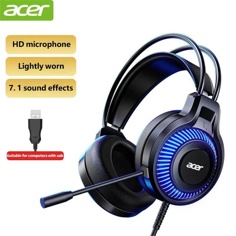 Gaming Headphones with Mic 7.1 Stereo Virtual Surround LED Light Bass Earphone Headsets Gamer for Computer PC Gamer OHW303