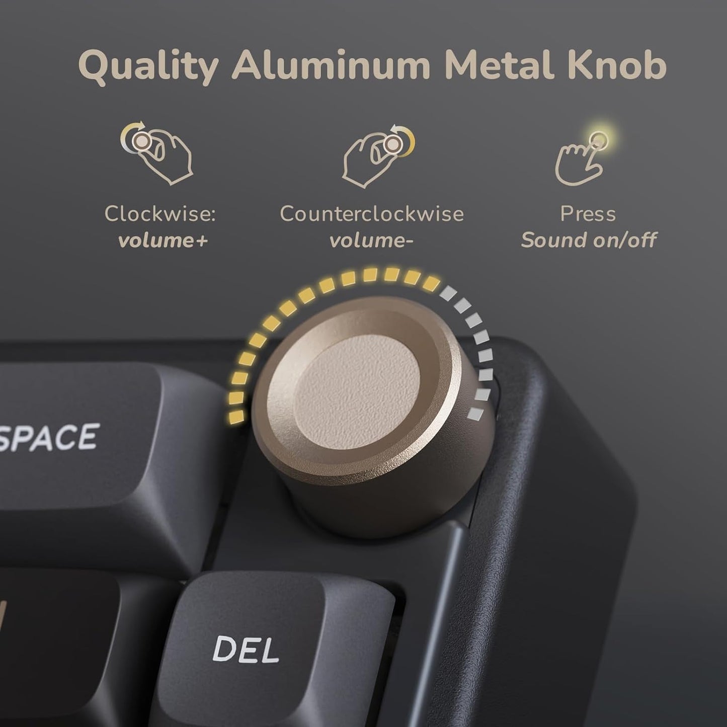 R65 Wired Gaming Keyboard with Volume Knob, 60% Percent RGB Backlit Mechanical Keyboard Gasket Mount with PBT Keycaps, MDA Profile, QMK/VIA, 66 Keys Hot Swappable Cream Switch, Black