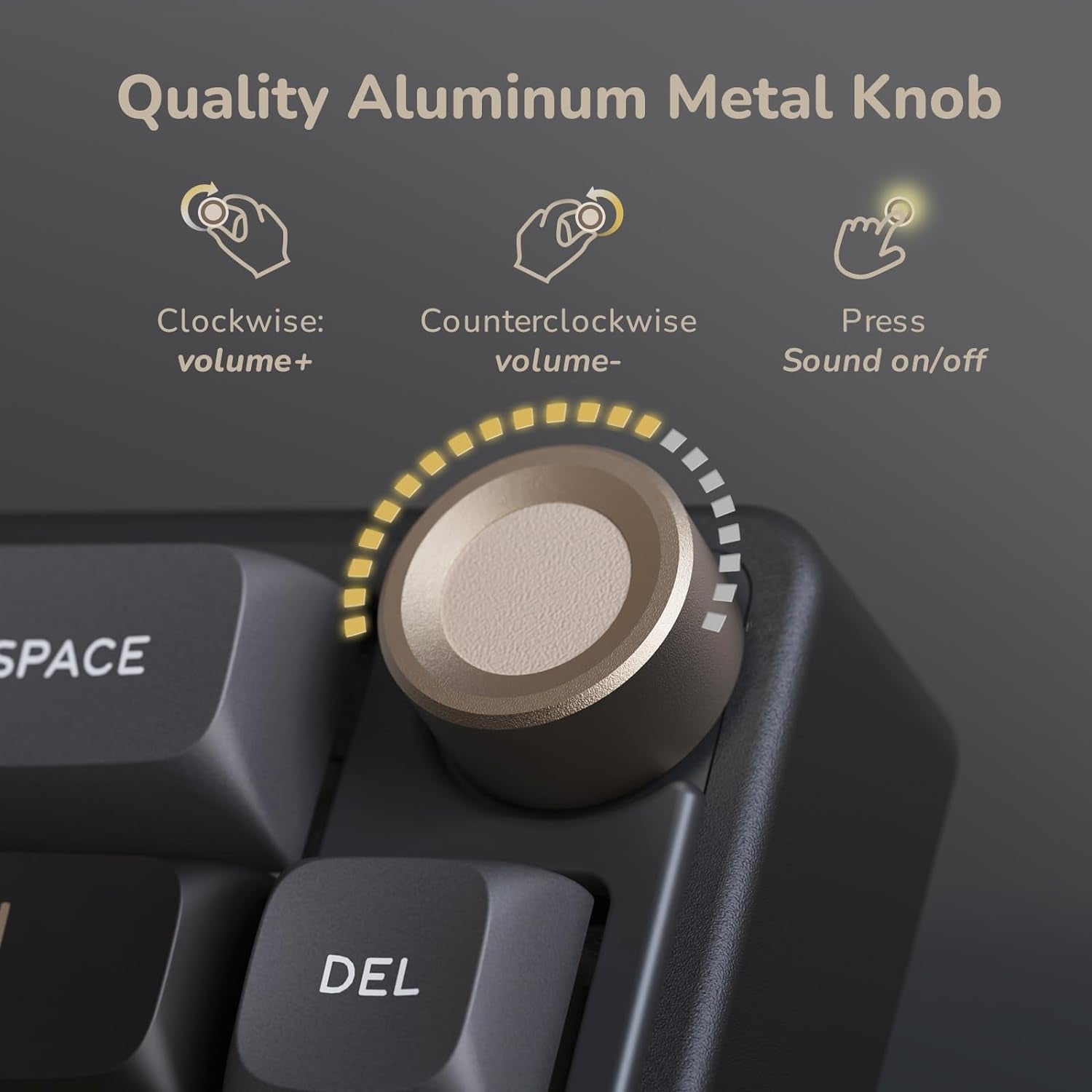 R65 Wired Gaming Keyboard with Volume Knob, 60% Percent RGB Backlit Mechanical Keyboard Gasket Mount with PBT Keycaps, MDA Profile, QMK/VIA, 66 Keys Hot Swappable Cream Switch, Black