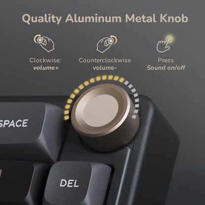 R65 Wired Gaming Keyboard with Volume Knob, 60% Percent RGB Backlit Mechanical Keyboard Gasket Mount with PBT Keycaps, MDA Profile, QMK/VIA, 66 Keys Hot Swappable Cream Switch, Black