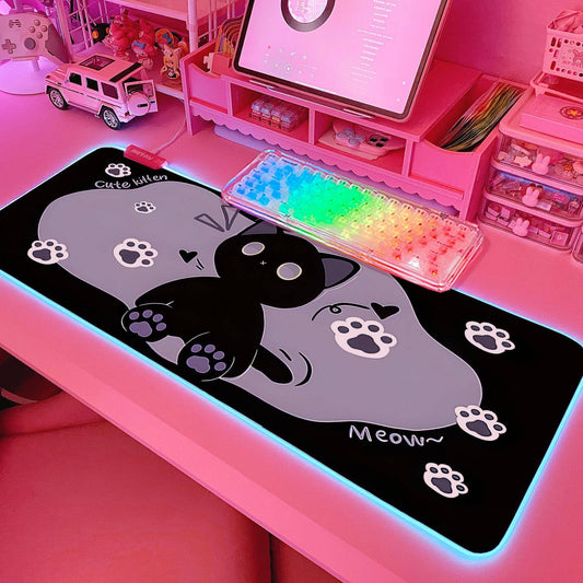 Pink RGB Gaming Mouse Pad 31.5X12 Inch PC XL Large Extended Glowing Led Light up Desk Pad Non-Slip Rubber Base Computer Cute Mousepad Mat Desk Accessories Gaming Setup Starry Mood