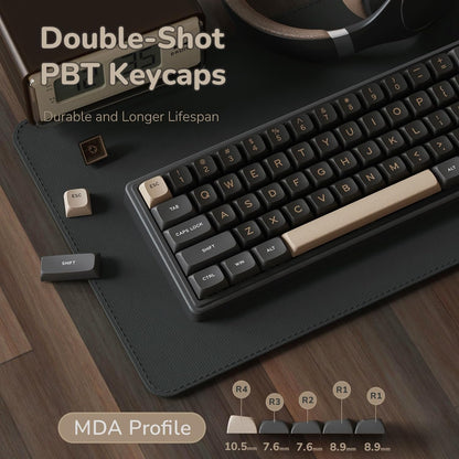 R65 Wired Gaming Keyboard with Volume Knob, 60% Percent RGB Backlit Mechanical Keyboard Gasket Mount with PBT Keycaps, MDA Profile, QMK/VIA, 66 Keys Hot Swappable Cream Switch, Black
