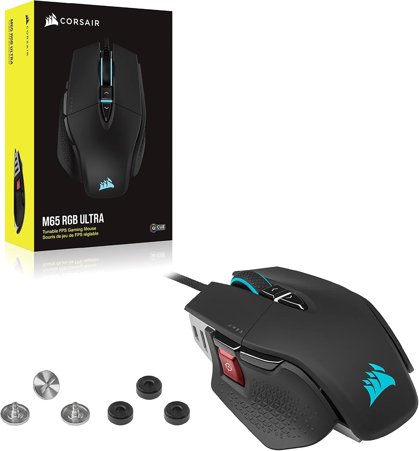 Corsair M65 RGB Ultra Wired Adjustable Weight FPS PC Gaming Mouse – Black