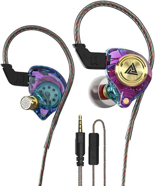 Wired Gaming Earbuds, Ak3File in Ear Monitors, Deep Bass Sound Wired Earbuds, Hifi in Ear Headphones with 1DD 10Mm Dynamic Driver, IEM for Music Gaming Video Calling (Purple)