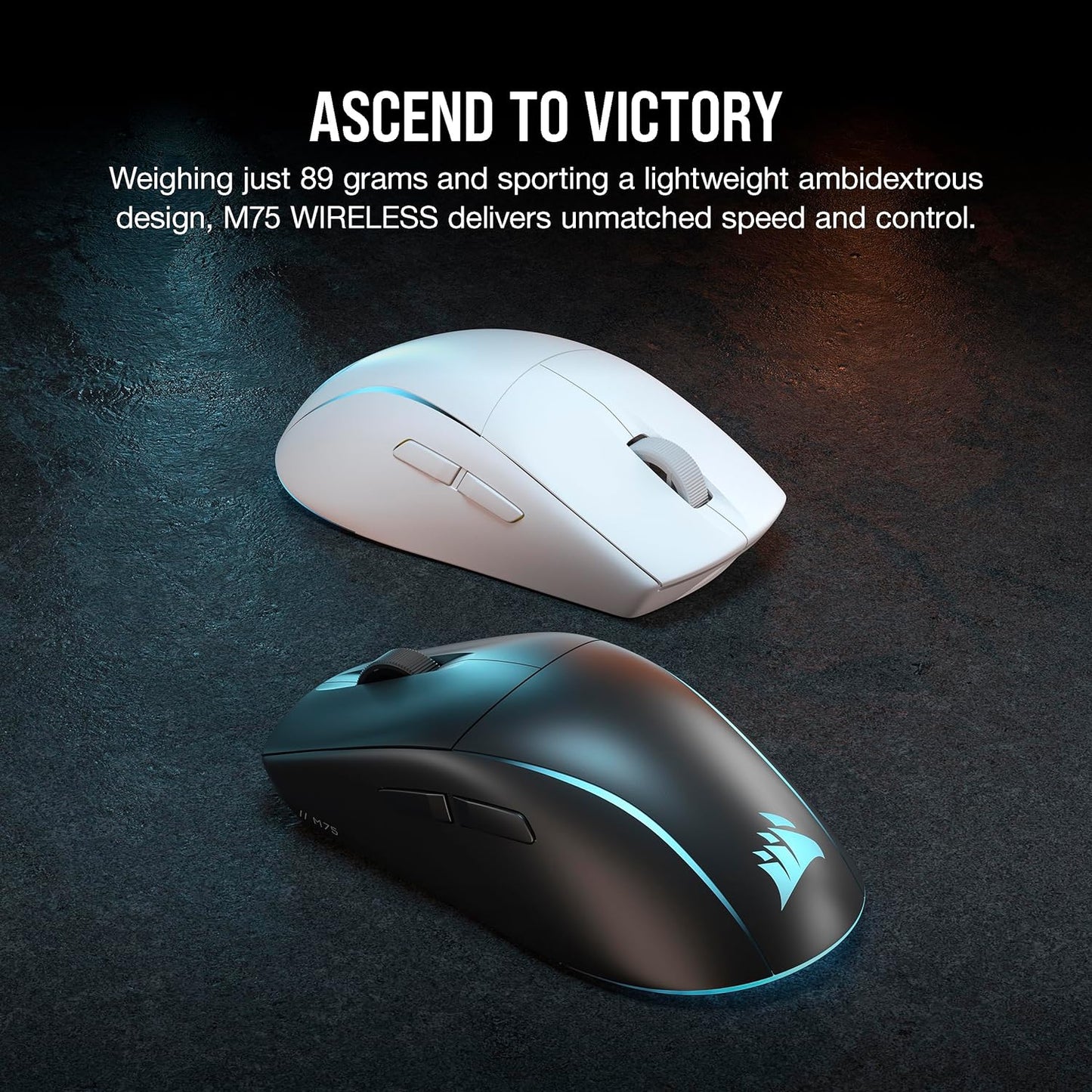 Corsair M75 Wireless RGB Lightweight FPS Gaming Mouse – 26,000 DPI – Swappable Side Buttons – Icue Compatible – PC – Black