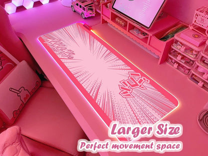 Pink RGB Gaming Mouse Pad 31.5X12 Inch PC XL Large Extended Glowing Led Light up Desk Pad Non-Slip Rubber Base Computer Cute Mousepad Mat Desk Accessories Gaming Setup 41-2393-1
