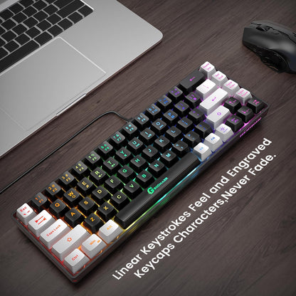 65% Gaming Keyboard, LED Backlit Mini Wired Gaming Keyboard, Ultra-Compact Anti-Ghosting No-Conflict 68 Keys Gaming Wired Keyboard for PC Laptop Gamer