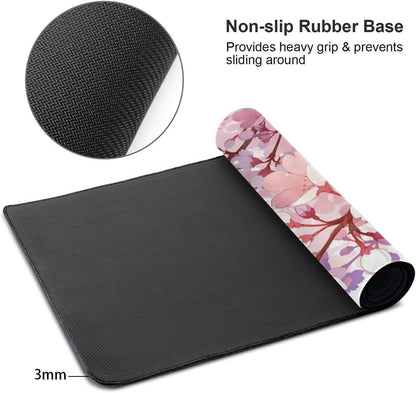 Cherry Blossom Floral Gaming Mouse Pad Large XL Pink Flower Desk Mat Long Extended Pads Big Mousepad Home Office Decor Accessories for Computer Pc Laptop