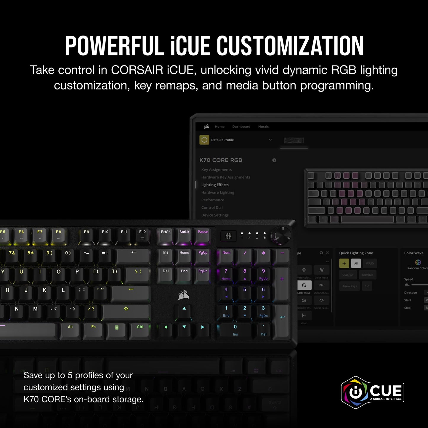 K70 CORE RGB USB Gaming Keyboard, Gray