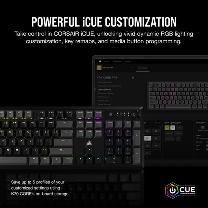 K70 CORE RGB USB Gaming Keyboard, Gray