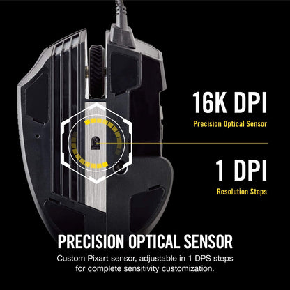 Corsair Scimitar Pro RGB Optical MMO Gaming Mouse (16,000 DPI Optical Sensor, 12 Programmable Side Buttons, 4-Zone RGB Multicolour Lighting, On-Board Storage) - Black