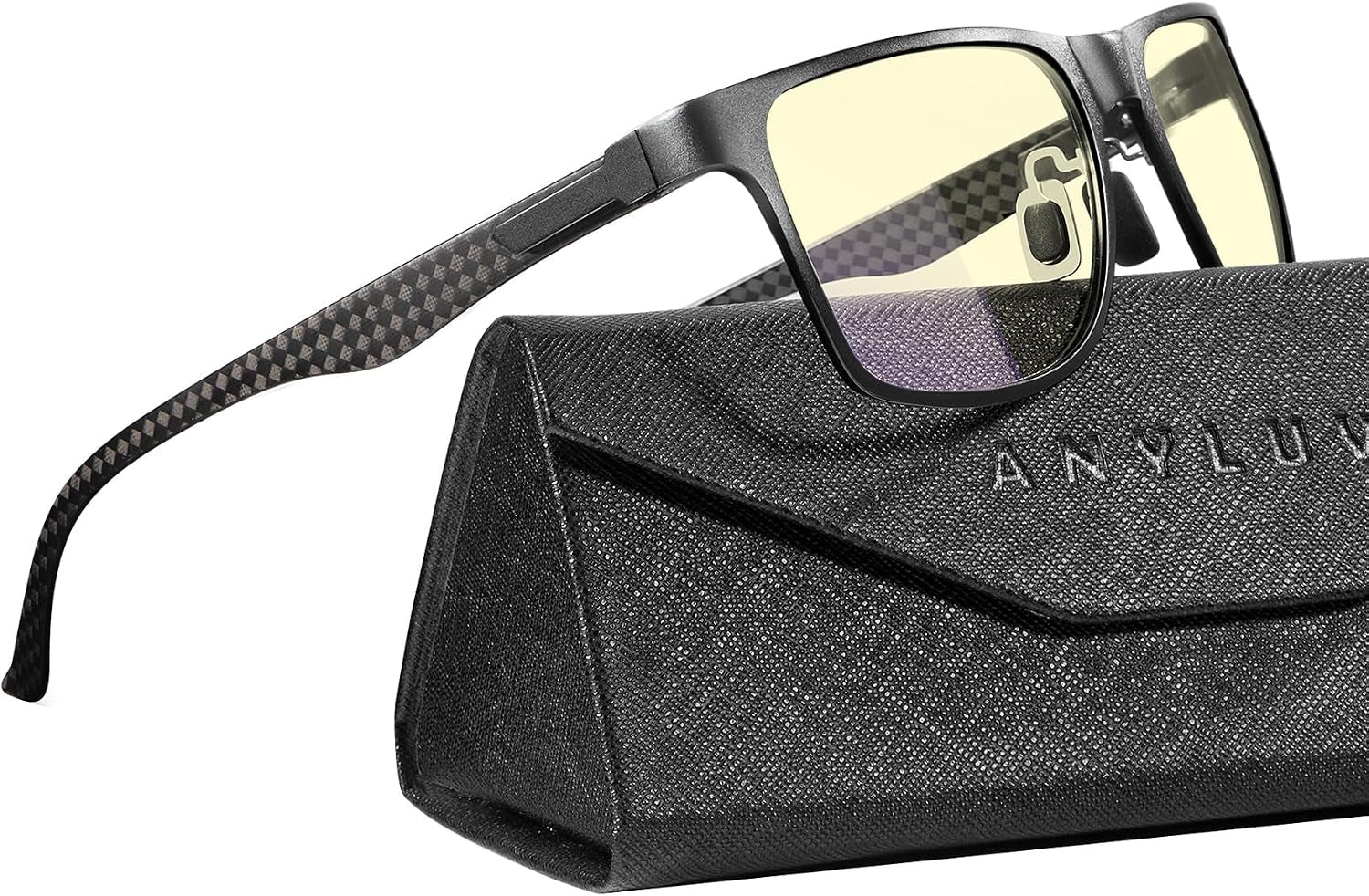 Blue Light Blocking Glasses Men, Black Al-Mg Metal Carbon Fiber