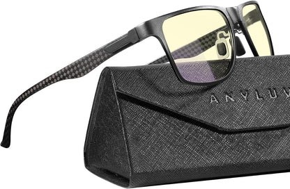 Blue Light Blocking Glasses Men, Black Al-Mg Metal Carbon Fiber