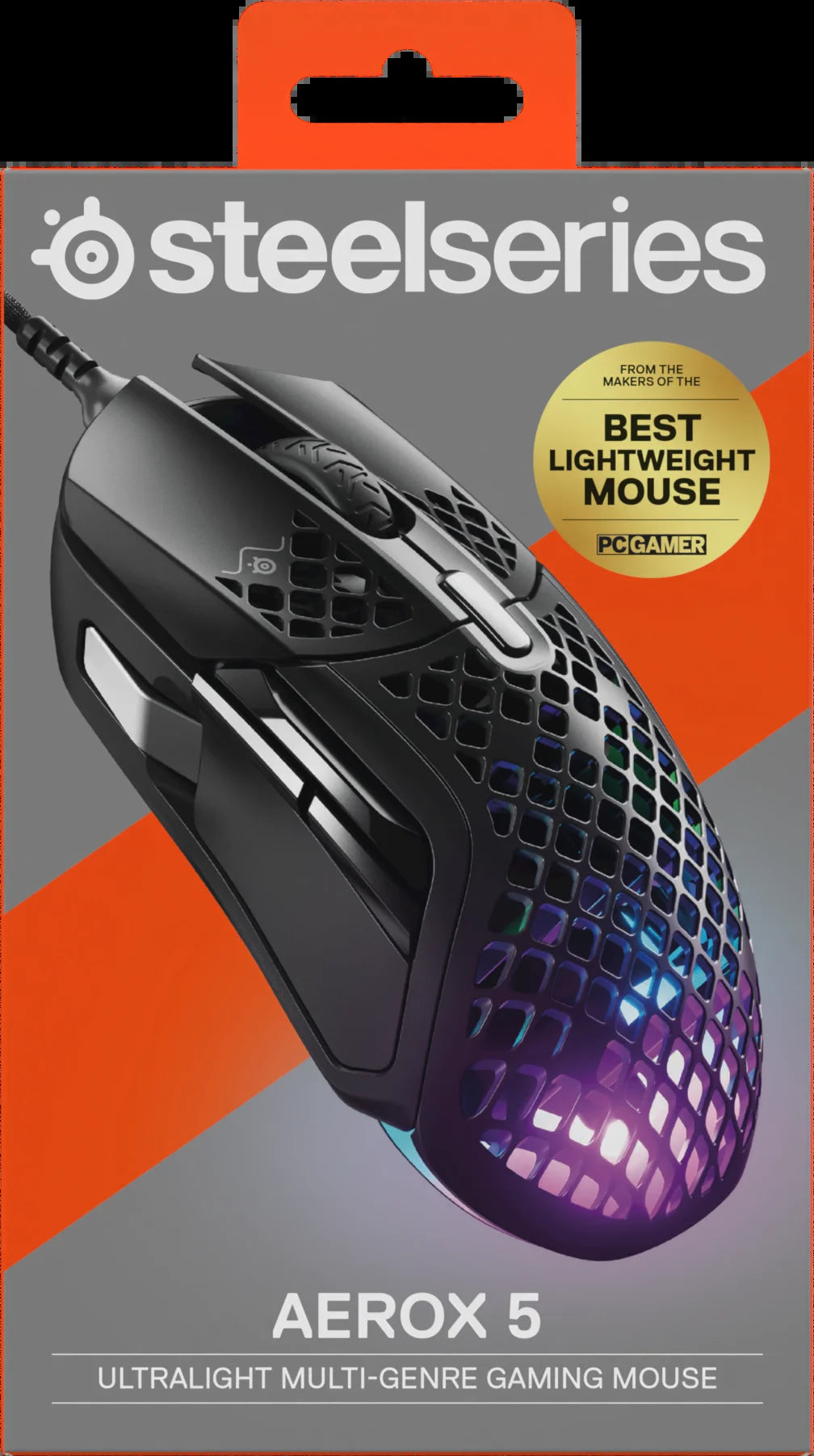 Aerox 5 Ultra Lightweight Honeycomb Water Resistant Wired RGB Optical Gaming Mouse with 9 Programmable Buttons