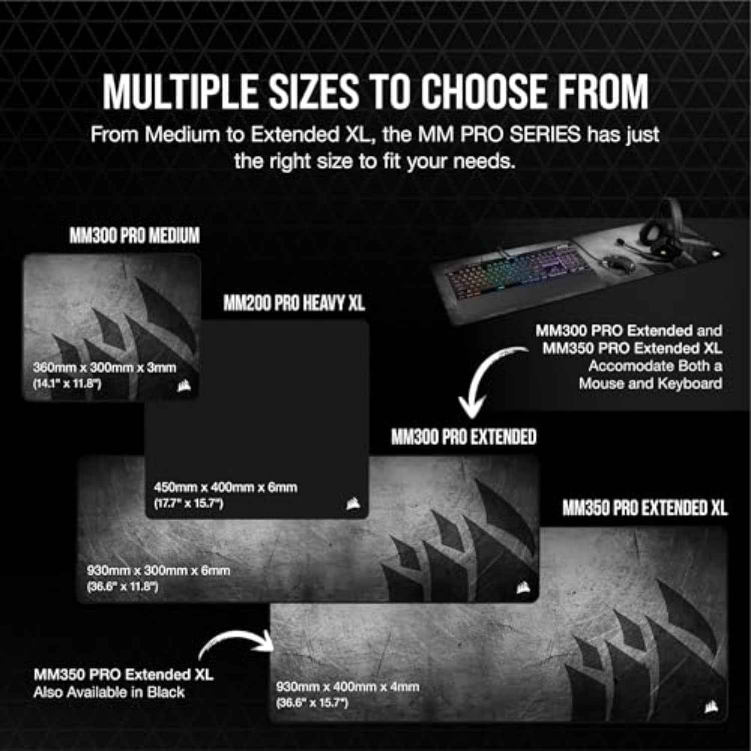 Corsair MM300 PRO Premium Spill-Proof Cloth Gaming Mouse Pad – Extended - Multicolor
