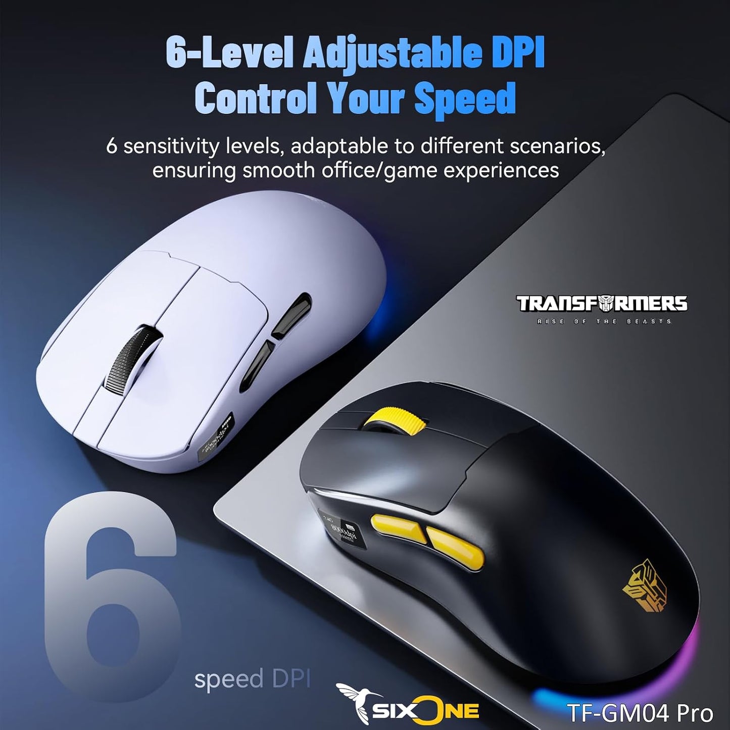 Gaming Mouse GM04 Pro, Wireless Gaming Mouse Tri-Mode Bluetooth/2.4G/Wired, 53G Ultra-Light, 24,000 DPI PAW3311 Sensor, RGB, 1000Hz, Rechargeable PC Gaming Mouse (White)