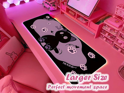 Pink RGB Gaming Mouse Pad 31.5X12 Inch PC XL Large Extended Glowing Led Light up Desk Pad Non-Slip Rubber Base Computer Cute Mousepad Mat Desk Accessories Gaming Setup Starry Mood