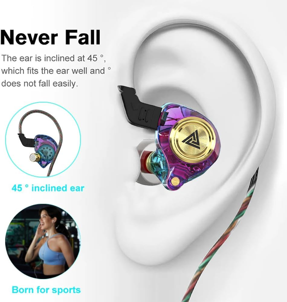 Wired Gaming Earbuds, Ak3File in Ear Monitors, Deep Bass Sound Wired Earbuds, Hifi in Ear Headphones with 1DD 10Mm Dynamic Driver, IEM for Music Gaming Video Calling (Purple)
