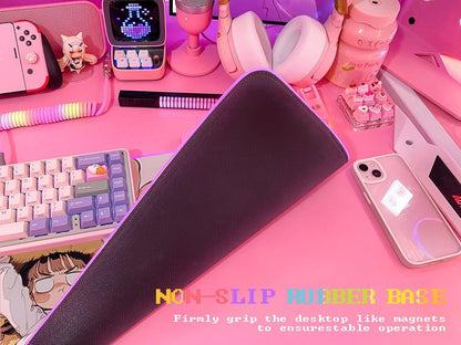 Pink RGB Gaming Mouse Pad 31.5X12 Inch PC XL Large Extended Glowing Led Light up Desk Pad Non-Slip Rubber Base Computer Cute Mousepad Mat Desk Accessories Gaming Setup Cozy Hideout