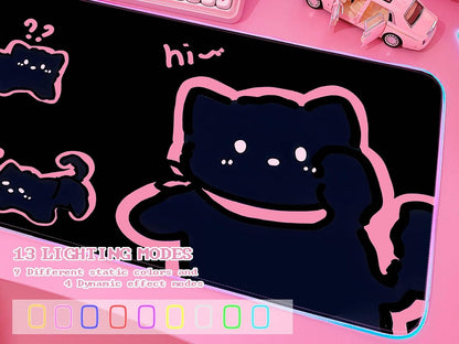 Pink RGB Gaming Mouse Pad 31.5X12 Inch PC XL Large Extended Glowing Led Light up Desk Pad Non-Slip Rubber Base Computer Cute Mousepad Mat Desk Accessories Gaming Setup 43-103