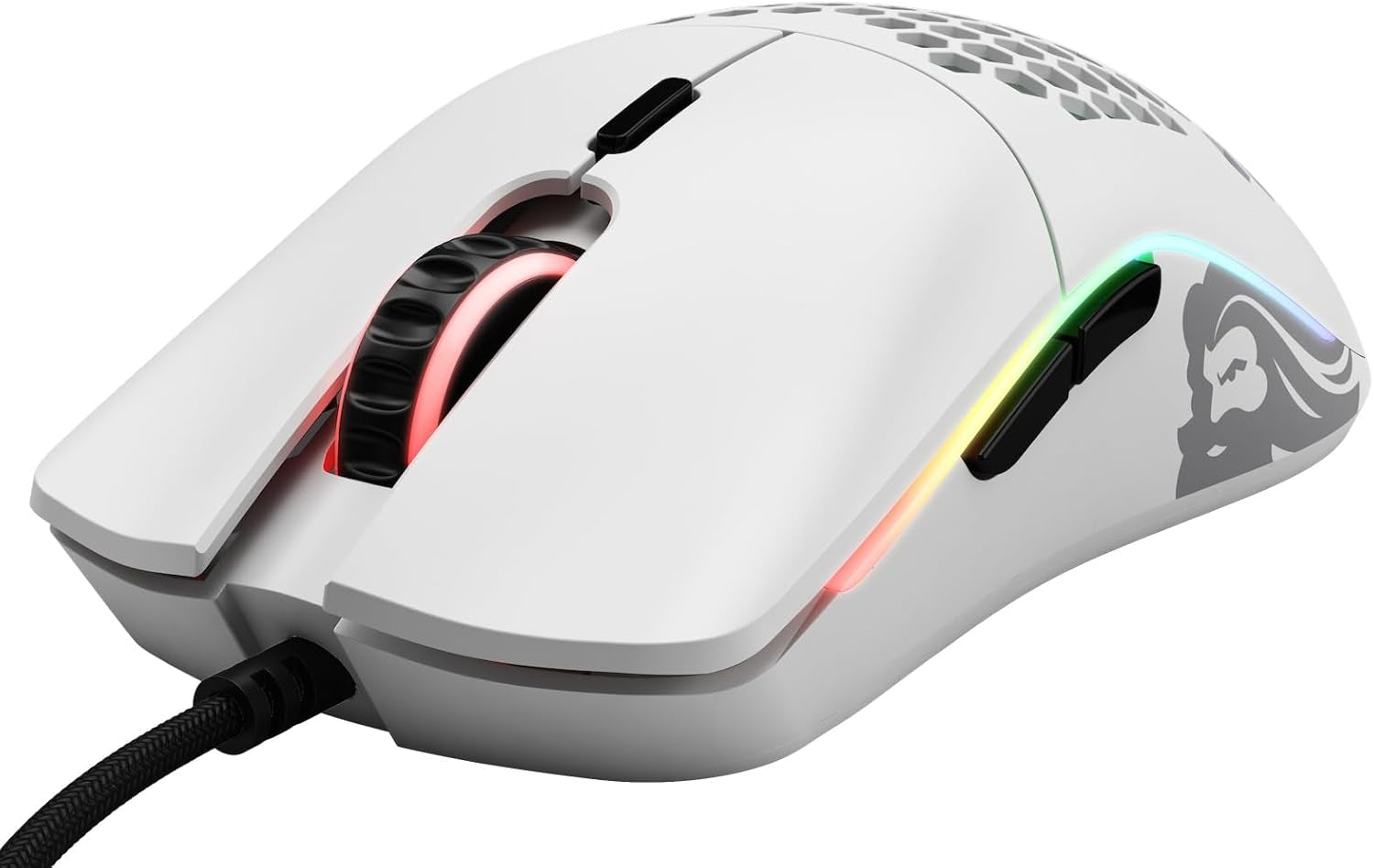 Model O- (Minus) Compact Wired Gaming Mouse - 58G Superlight Honeycomb Design, RGB, Pixart 3360 Sensor, Ambidextrous, Omron Switches - Matte White