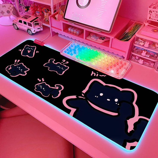 Pink RGB Gaming Mouse Pad 31.5X12 Inch PC XL Large Extended Glowing Led Light up Desk Pad Non-Slip Rubber Base Computer Cute Mousepad Mat Desk Accessories Gaming Setup 43-103