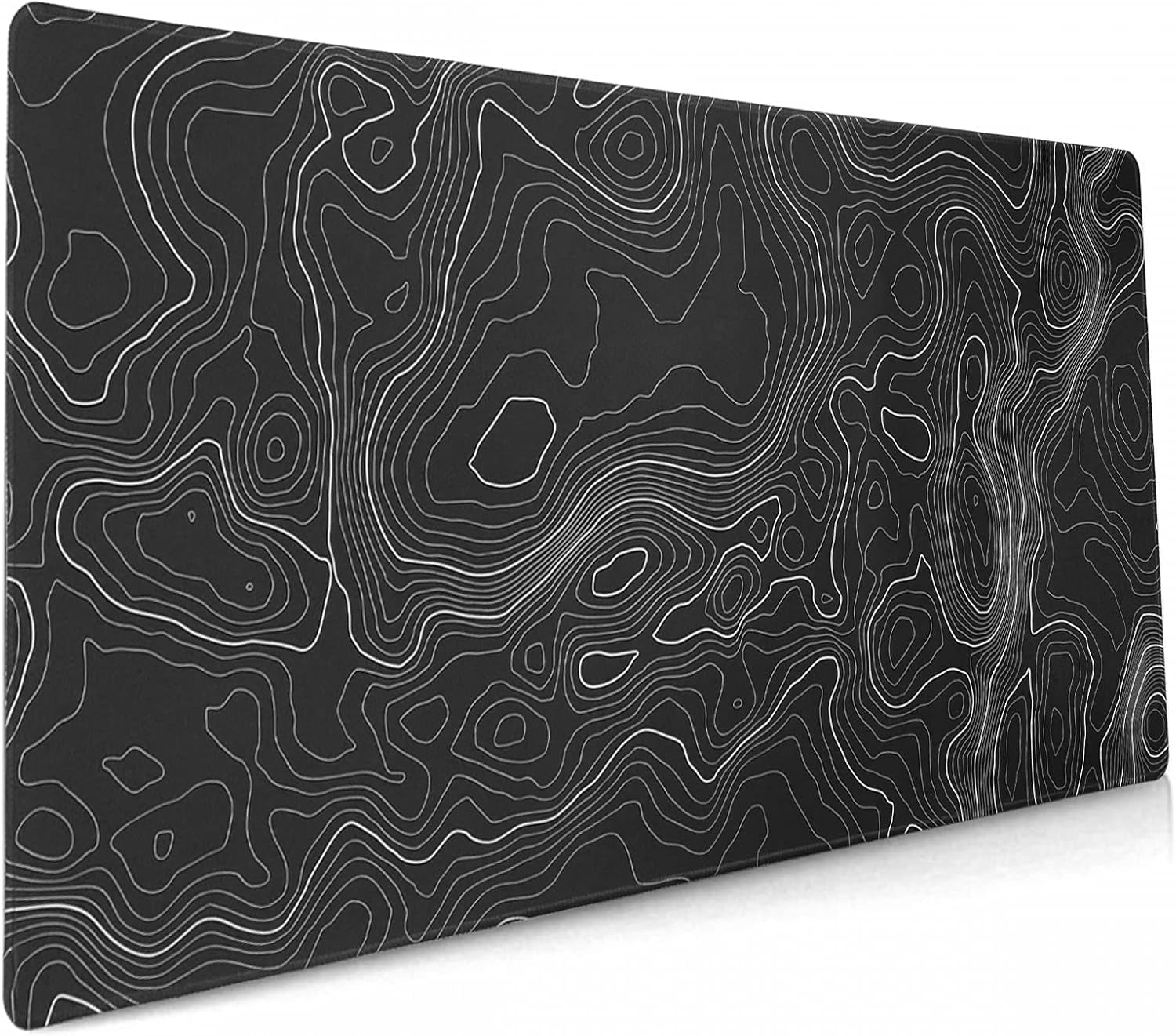 Black Topographic Desk Mat, Large Gaming Mouse Pad 35.4X15.7In