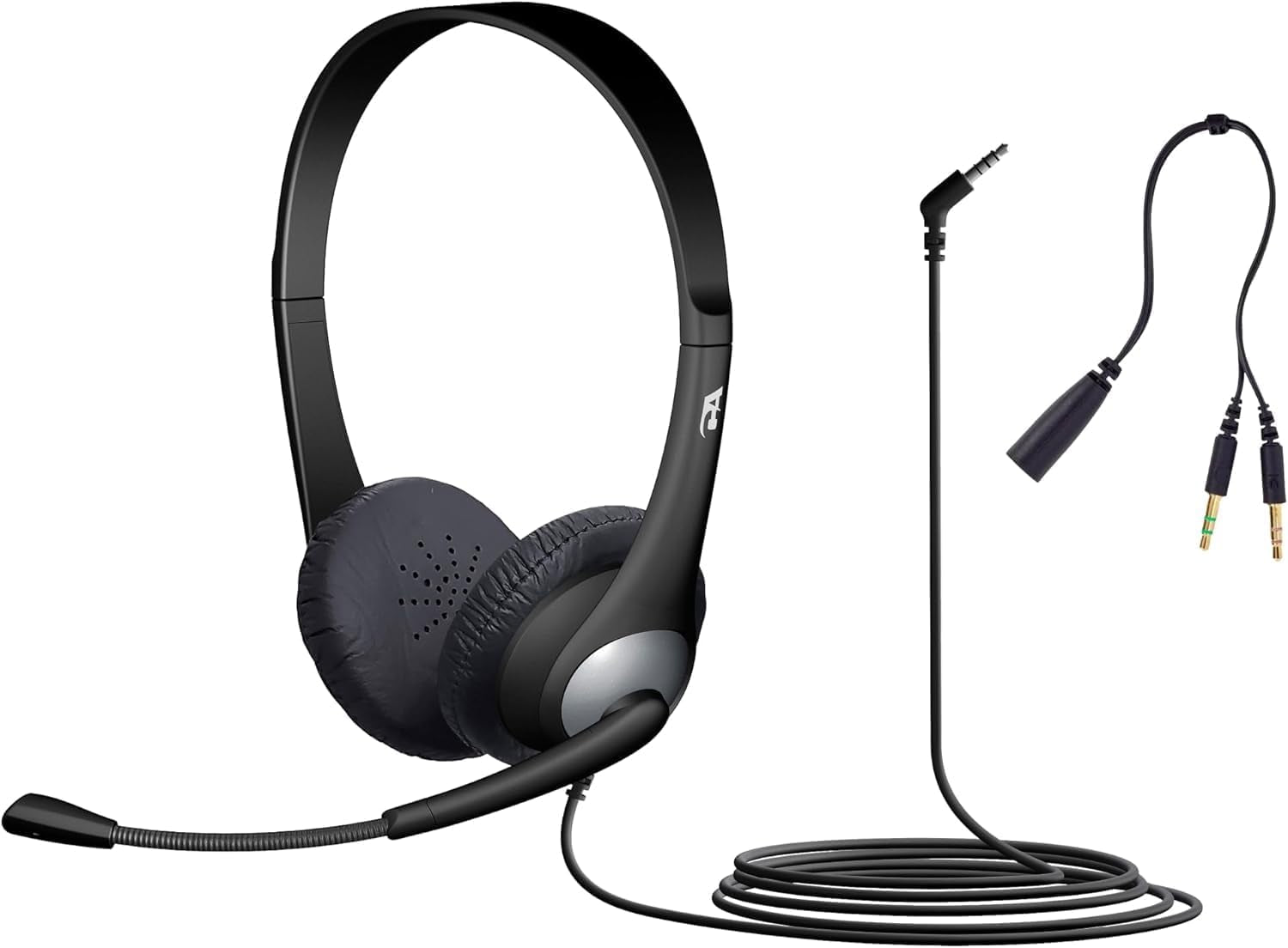 Stereo Headset, 3.5Mm Stereo & Y-Adapter for Separate Headphone & Mic Connection, K12 School Classroom and Education (AC-204) (4 Pack)