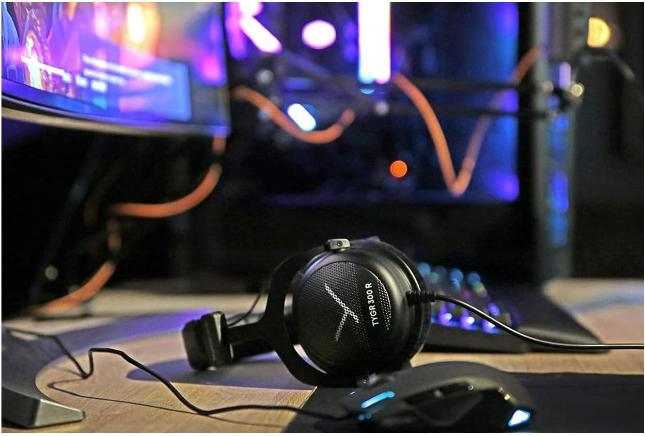 TYGR 300 R Open-Back Wired Gaming Headphones, No Mic, Black